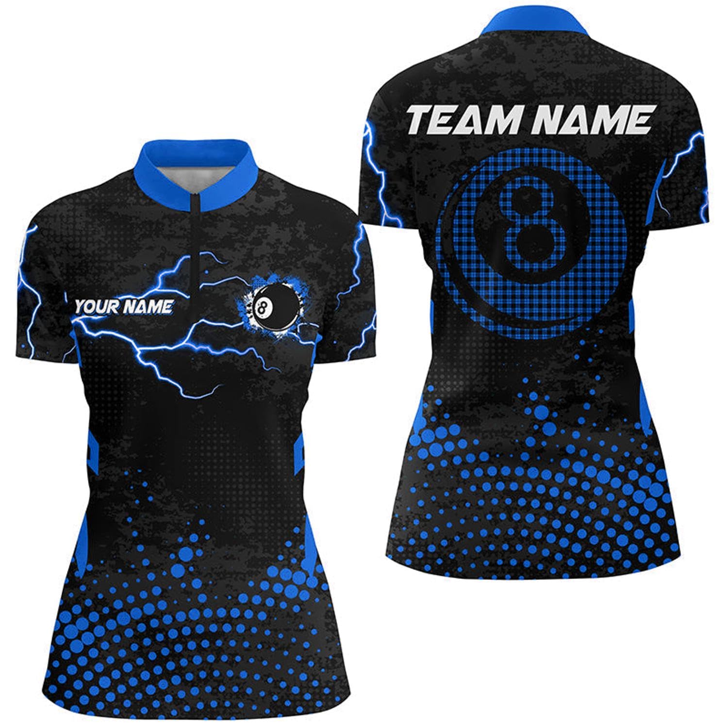 Personalized Red 8 Ball Point Billiard Women Quarter Zip Shirts Billiards Apparel Clothing T0474