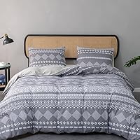 Vista 28 de Lekesky Funda de edredón tamaño Queen, juego de ropa de cama reversible de 3 piezas con cierre de cremallera y lazos en las esquinas