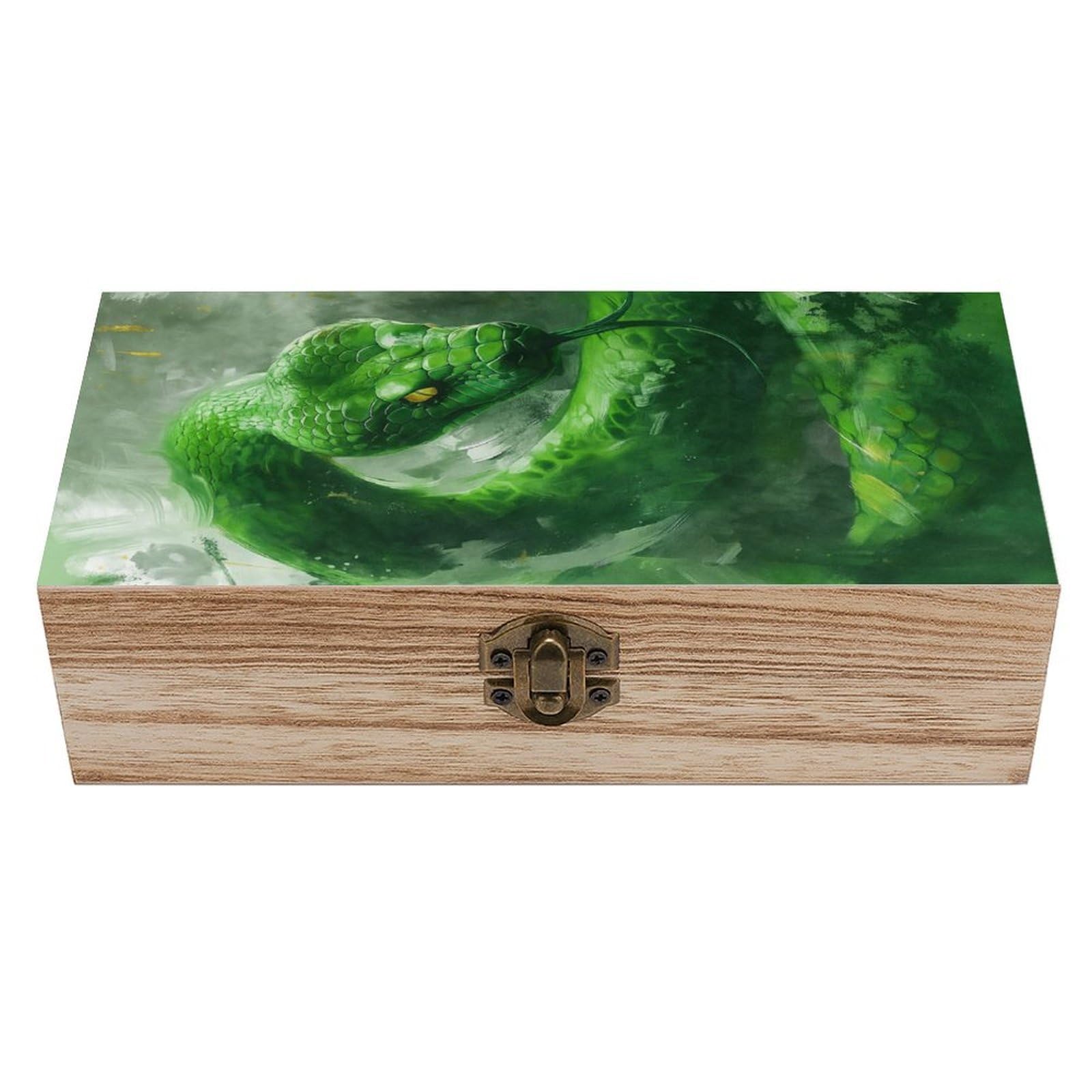 HLBSDM Majestic Green Snake Wooden Storage Vintage Keepsake Decorative Boxs