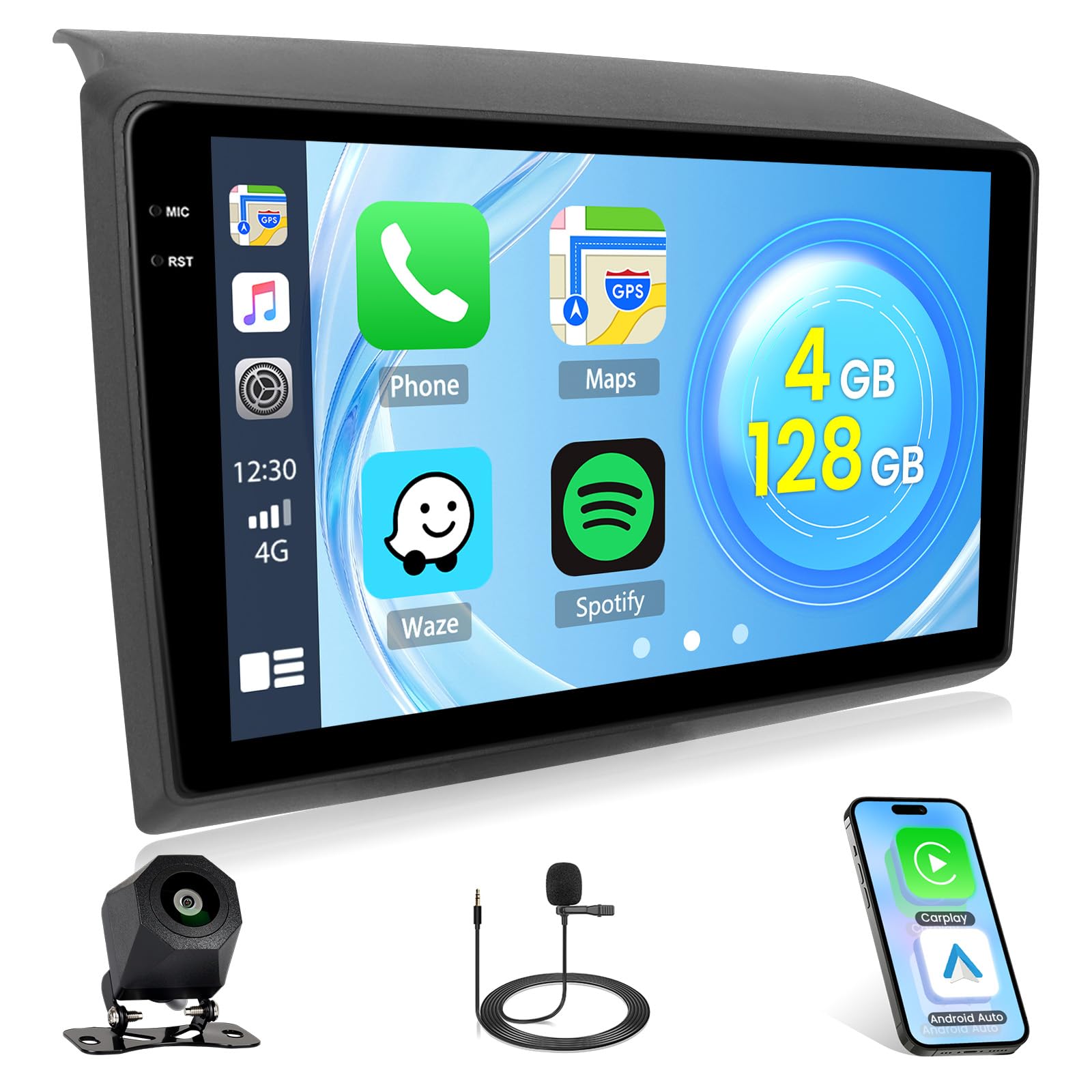 4+128G Radio Android 15 para Fiat Ducato Peugeot Boxer Citroen Jumper 2006-2023 Incell Screen Carplay Android Auto Roinvou, 9'' Pantalla Táctil Radio GPS Bluetooth EQ WiFi RDS FM SWC Cámara Trasera