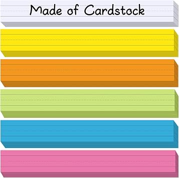 120Pcs Colored Sentence Strips for Teacher Supplies, 3 x 24 Ruled Word Learning Strips for Writing Words 6 Colors