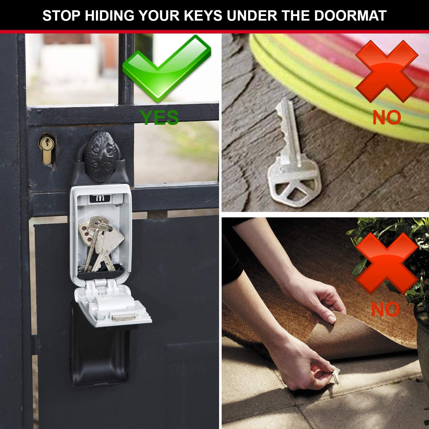 Master Lock Caja Fuerte para Llaves retroiluminada + Correa de Llaves retráctil [Impermeable] [con Arco] [Mediana] 5424EURD - Caja de Seguridad