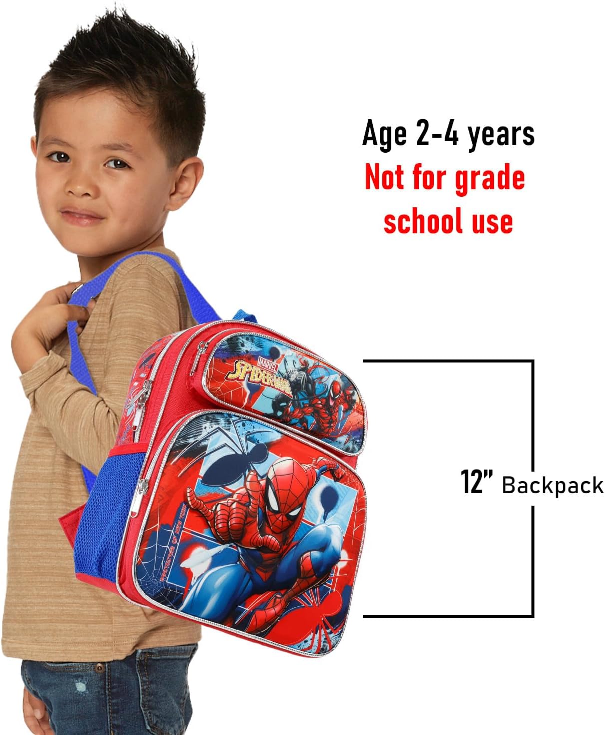 Marvel Spiderman Mini Backpack for Kids - Bundle With Superhero 12" School Bag, Water Bottle, Stickers, More | Spiderman and Venom Travel Bag for Boys