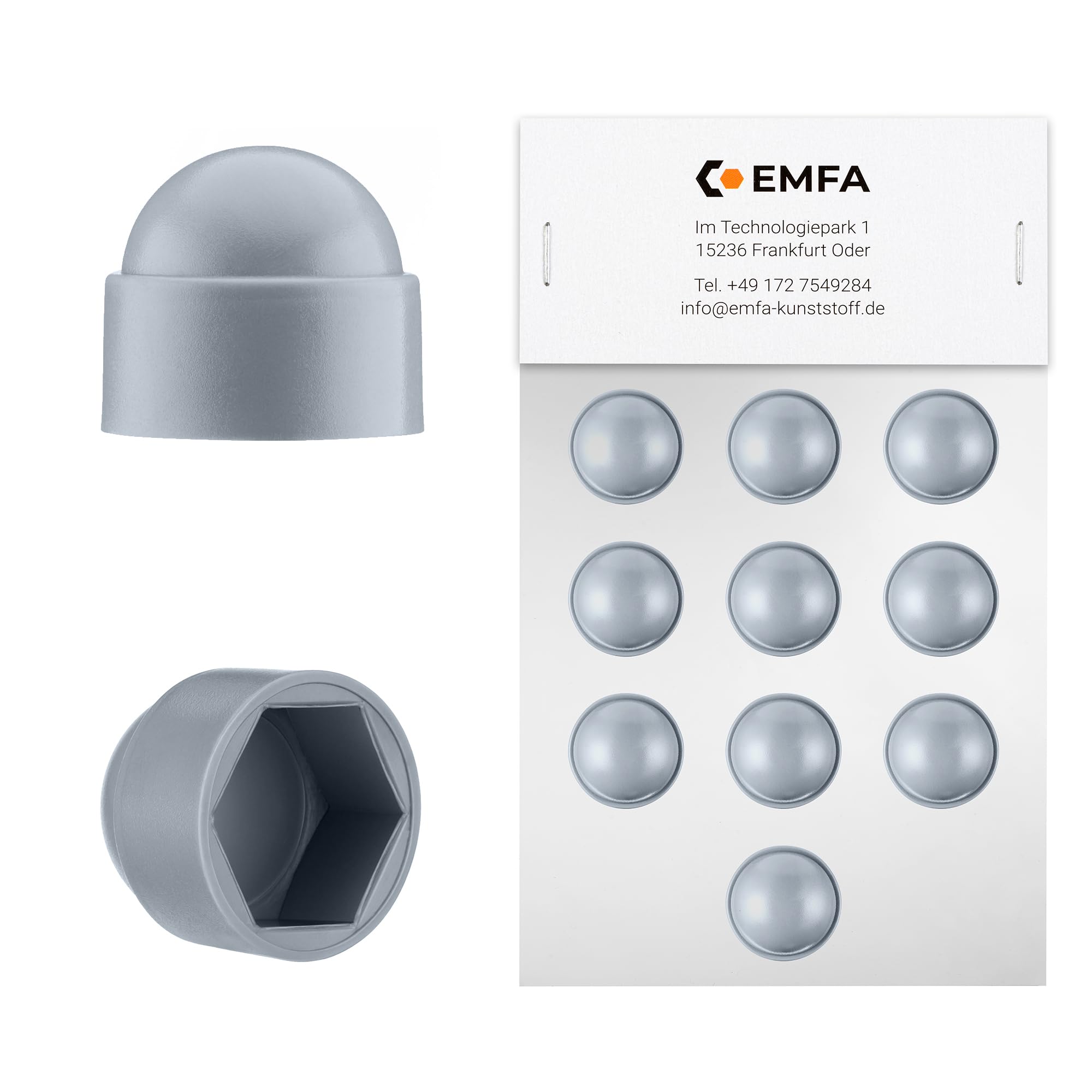 EMFA Sechskant-Schutzkappen M20 Schlüsselweite 30 Grau, 100 Stück