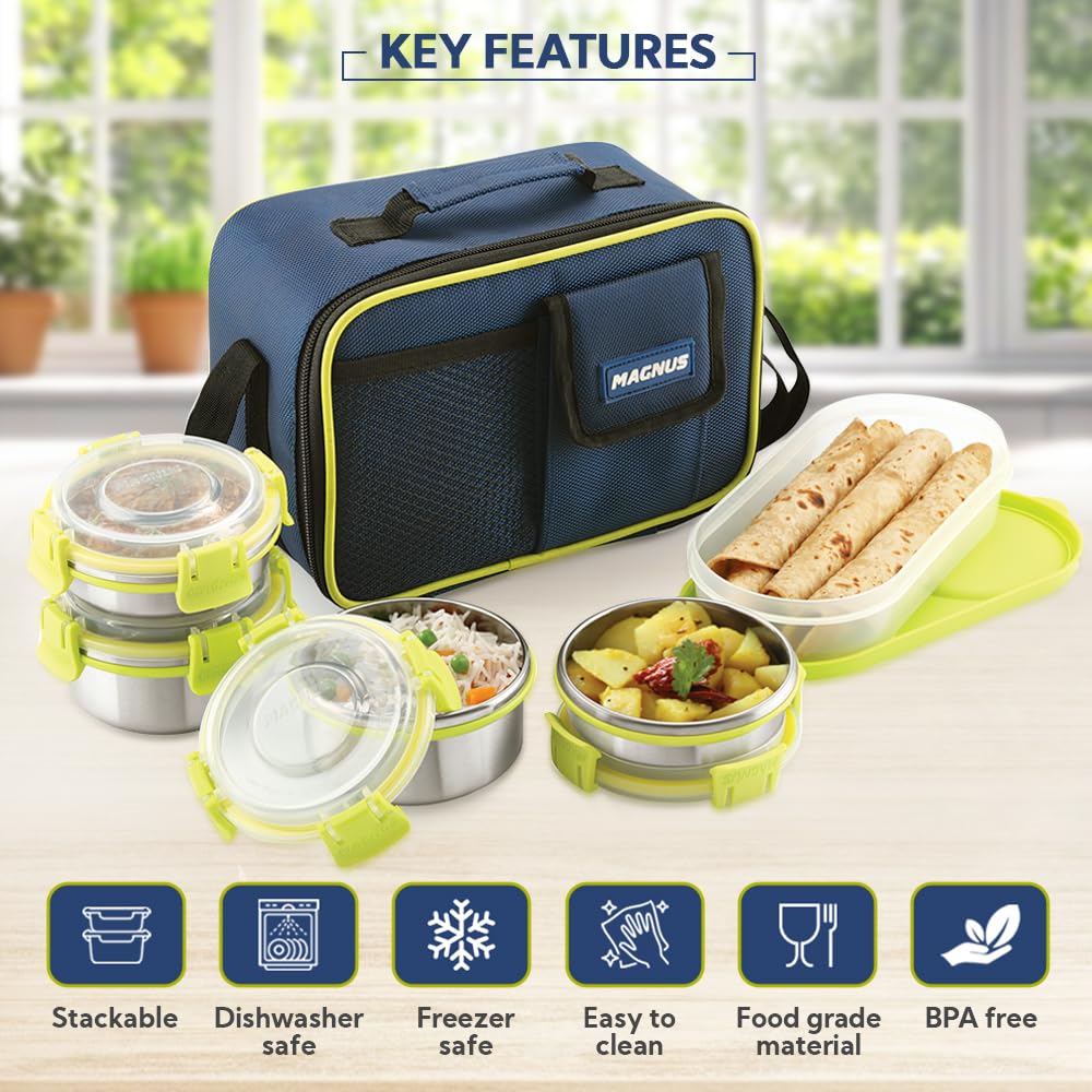 Magnus Stainless Steel Lunch Box - Leak-Proof & Airtight -6