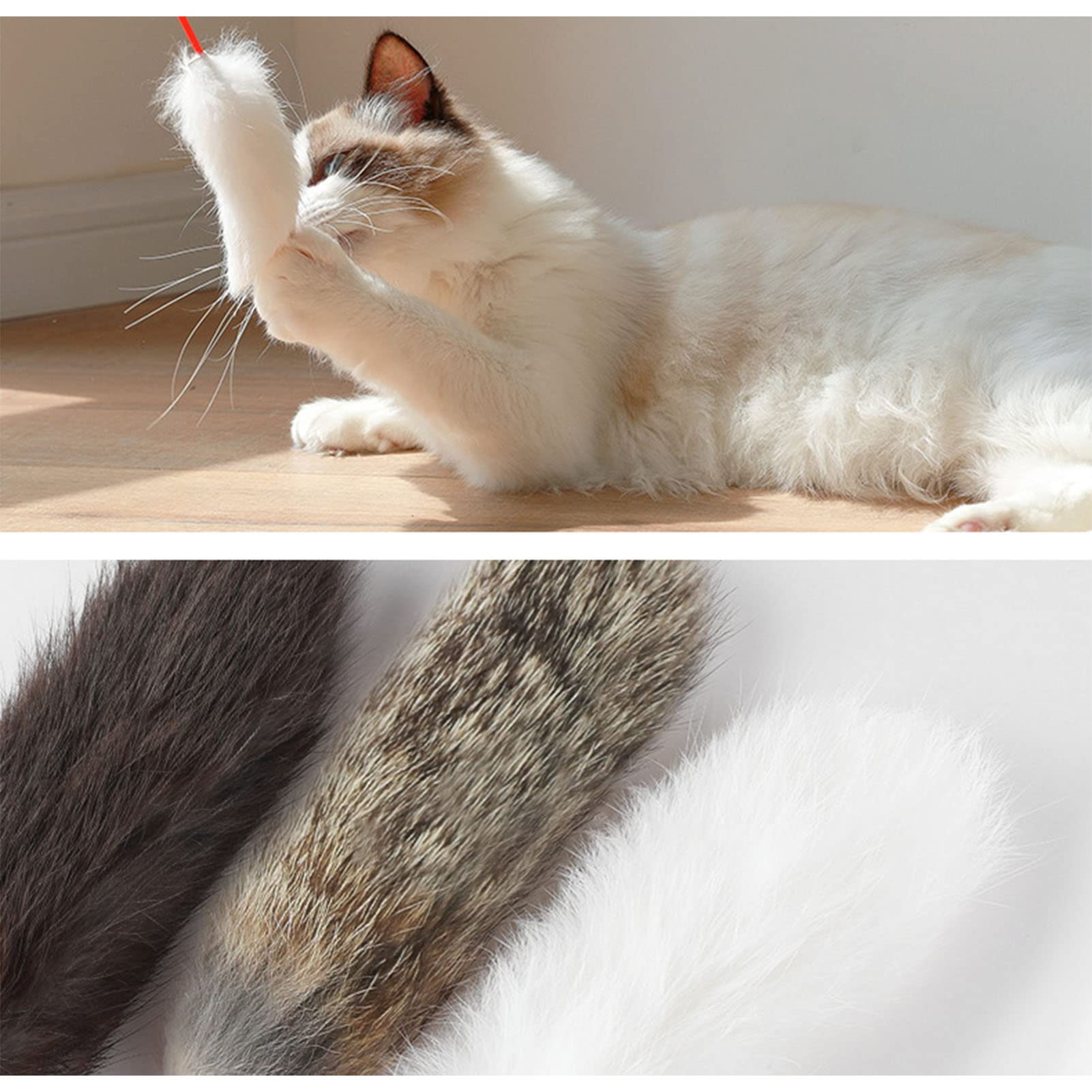 BROLEO Cat Toy Wand Plush, Plush Cat Teaser Wand Hand Crafted for Home (Gray) - Image 4