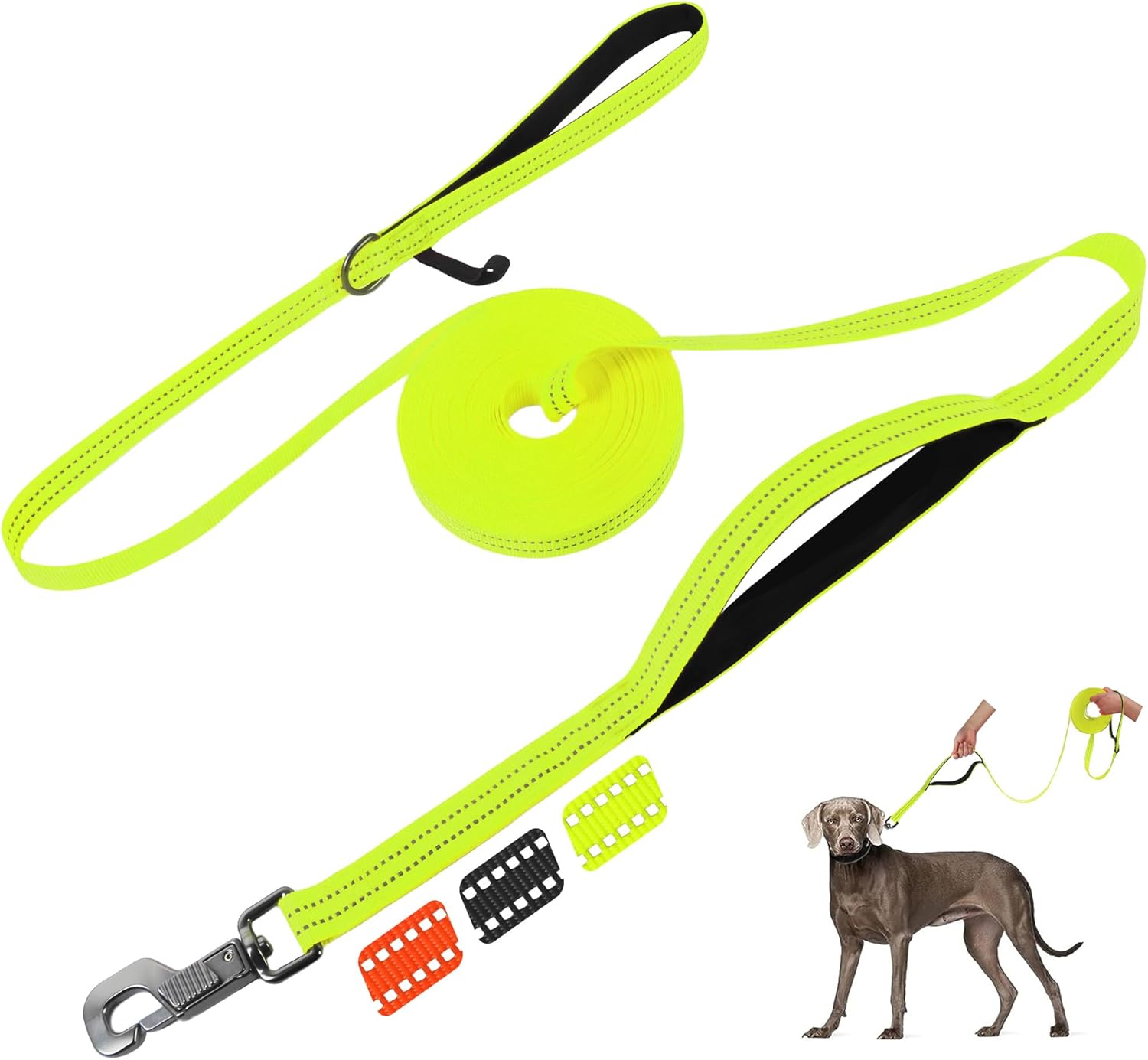 Fida Long Leash for Dogs with Traffic Handle,30ft 50ft Long Dog Leash Reflective Puppy Obedience Recall Training Agility Lead Soft Padded Design for Small Medium Large Breeds(50ft,Black)