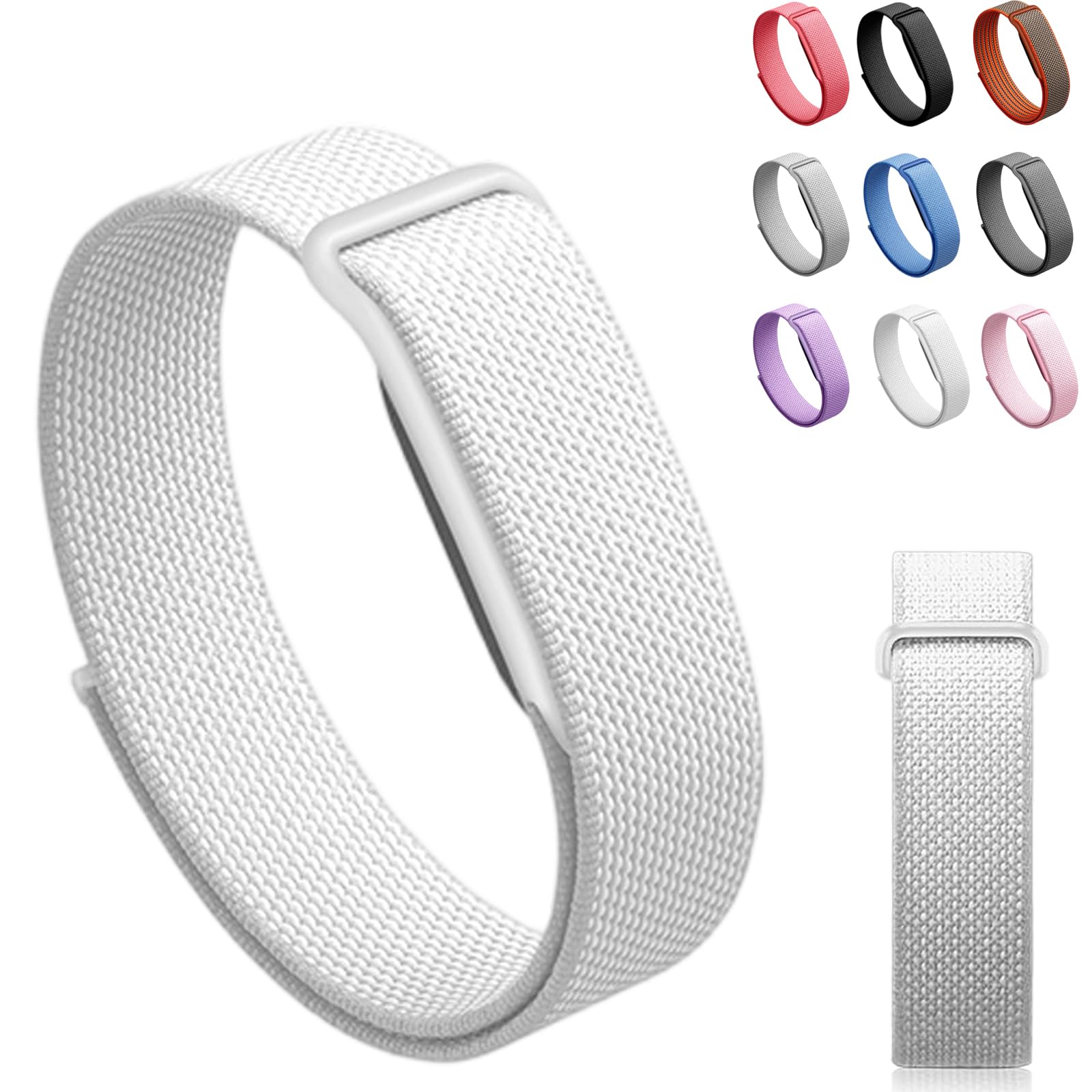 Siebkorb for Google Fitbit Air Nylon Band,Hook and Loop Strap Replacement,Breathable Sport Loop,Adjustable Woven Wristband for Fitbit Air Screenless Fitness Tracker,Non-Original (1, Nylon-White)
