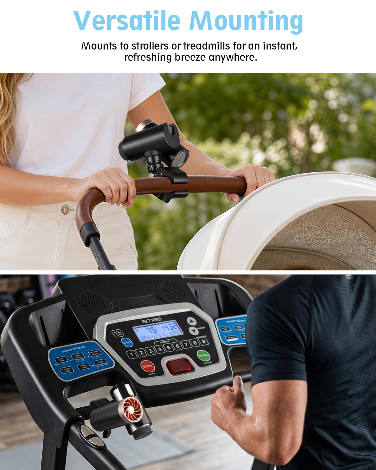 BoomBa Morsetto portatile per ventola di raffreddamento personale Shark ChillPill 3 in 1, supporto regolabile per passeggini, biciclette, golf cart, attrezzature da palestra e altro