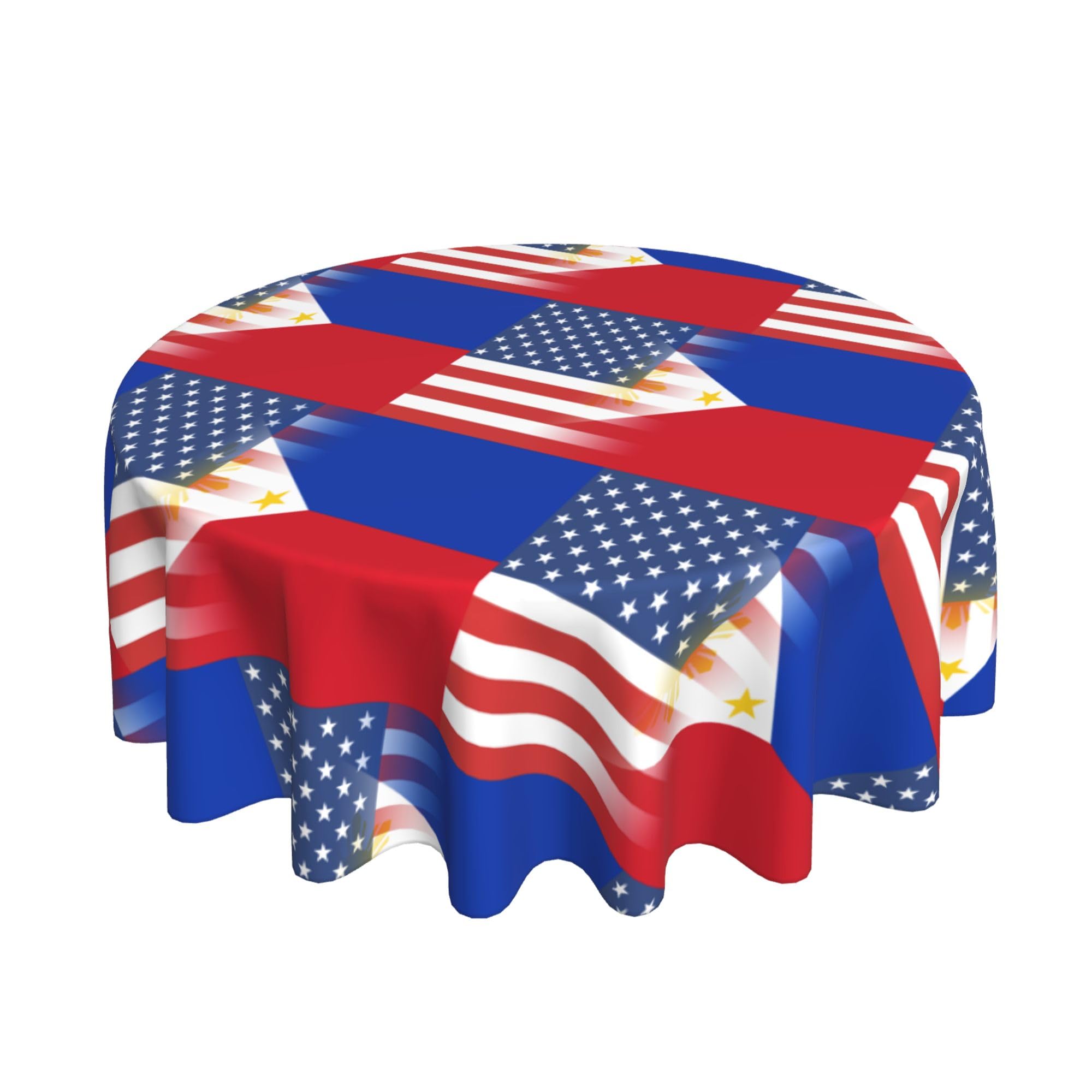 HLBSDM Philippines American Flag 60" Restaurant Circle Decor Tablecloth Festive Table Cover Round Art Desk Cloth