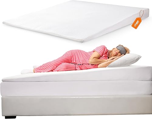 Miniatura 1 de Cheer Collection Cubrecolchón de cuña de reflujo ácido para dormir, elevador de colchón inclinado suave con parte superior de espuma viscoelástica