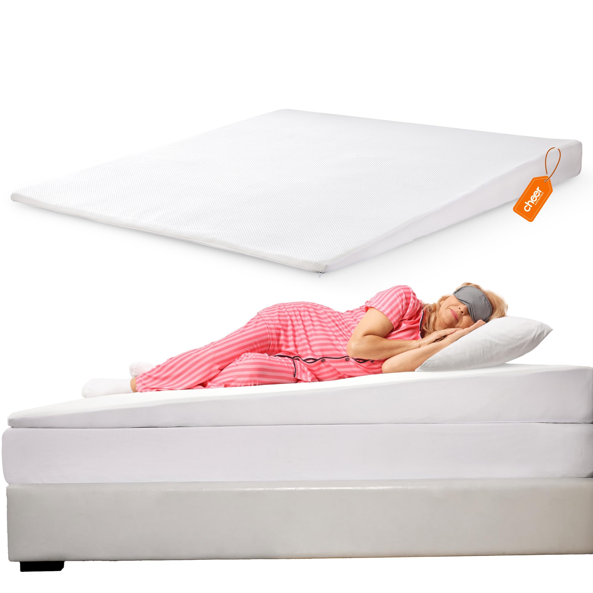 Cheer Collection Acid Reflux Bed Wedge Mattress Topper for