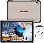 Ulefone Rugking Plaquette 2 Pro 10.1" 10200mAh Comprimé truqué, Android 16 4G LTE (Soutien e-SIM) 16GB+256GB 48MP+8MP Octa Core 120LM Super Torche Snap dans la Sangle de Portabte, IP68 NFC uSmart Expansion (Noir)