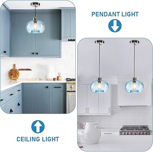 Miniatura 4 de Luces colgantes para isla de cocina, accesorios de iluminación de vidrio soplado a mano, lámpara colgante de techo moderna de granja, vestíbulo,