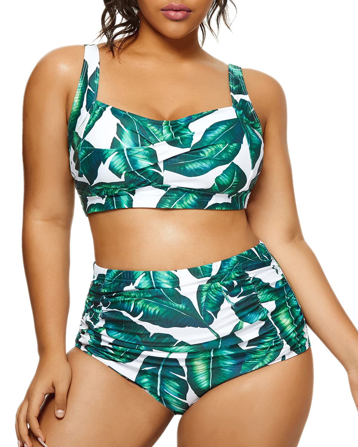 DaciWomen's Plus Size Bikini Sets - High Waisted Two-Piece Swimsuits with Tummy Control