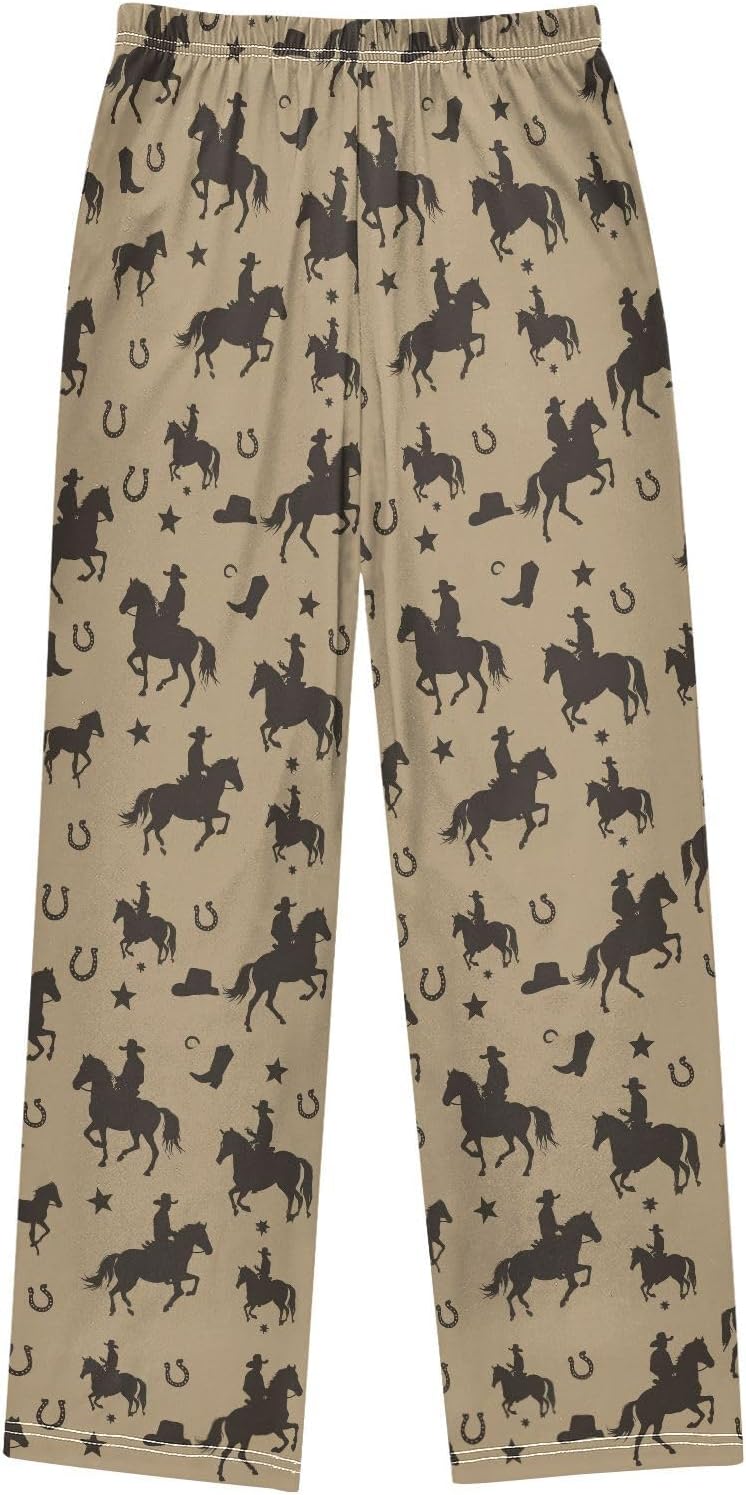 Pfrewn Pajama Pants Pizza White Doodle Casual Lounge PJ Bottoms with Pockets, S
