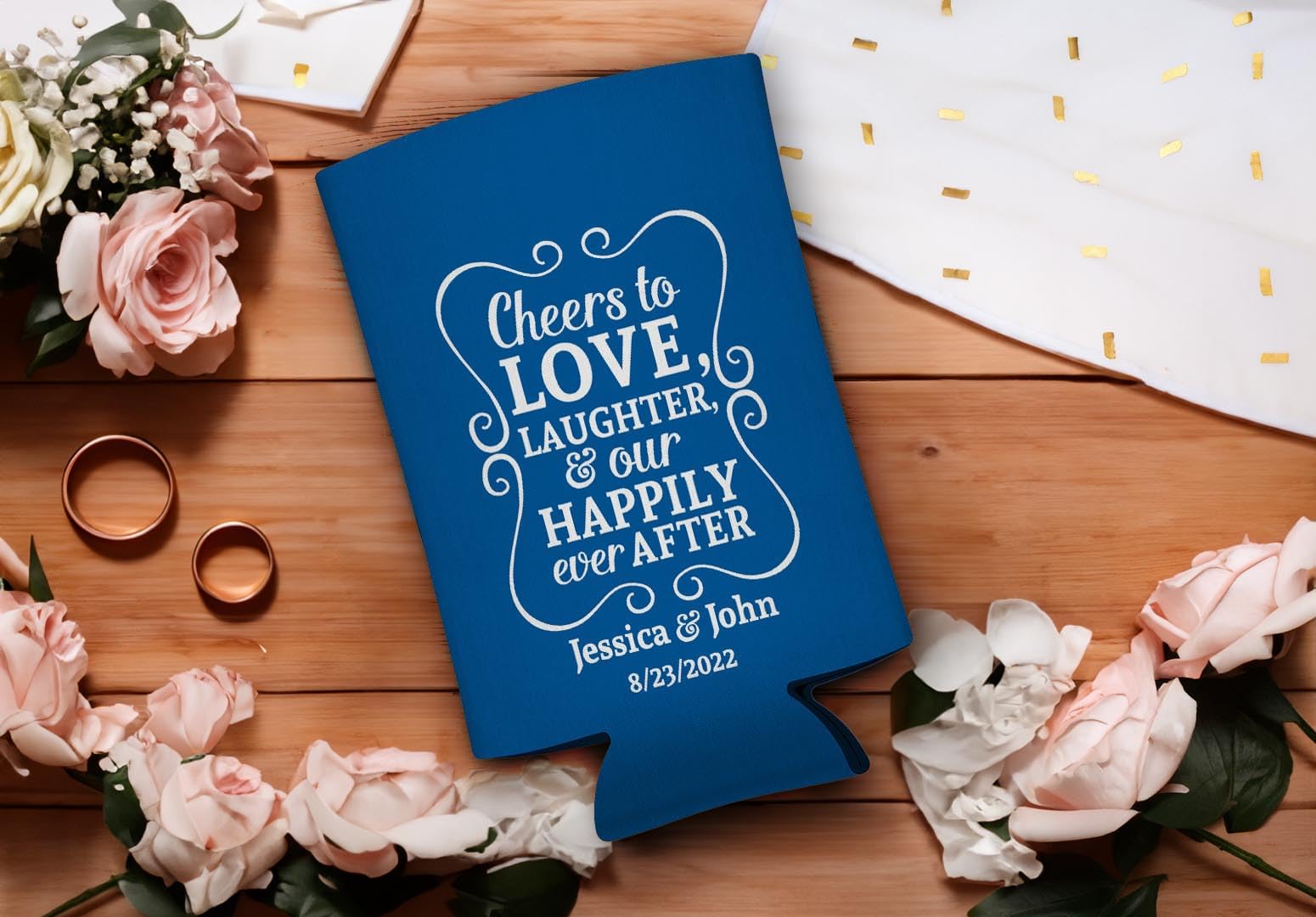 Wedding Guest Favors Personalized Cheers To Love Custom Names & Date 96-Pack Personalized Ultra Slim Can Coolies Party Pack Twilight