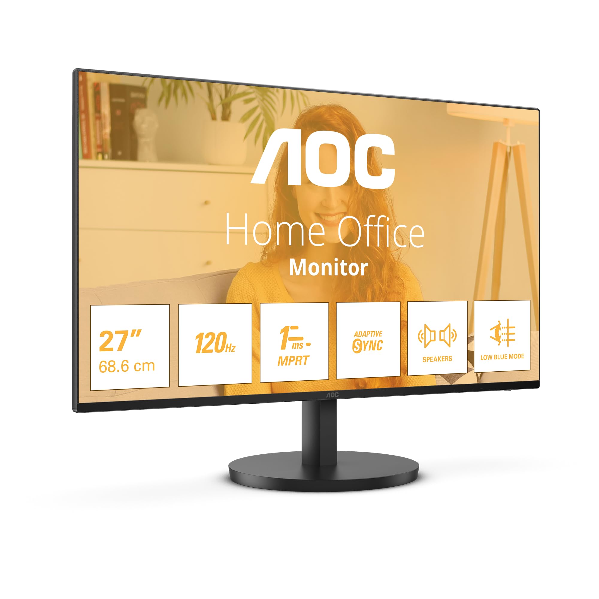 AOC 27B31H - 27 Inch Full HD Monitor, 120 Hz, Adaptive Image Sync 1920x1080, 1x D-Sub, 1x HDMI 1.4 Black, 27 Inch FHD IPS, 100 Hz, No Speakers