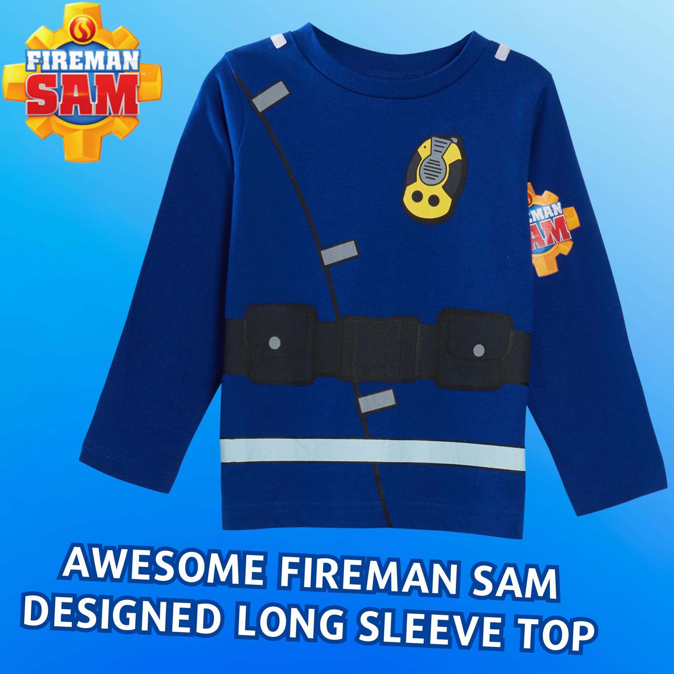 Fireman Sam Chłopcy Nowość Ubieranka Piżama Dzieci Pełnowymiarowy Postać Pjs Rozmiar