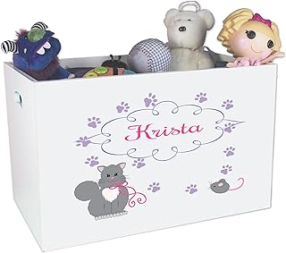 My Bambino Personalized Cat Childrens Nursery White Open Toy Box