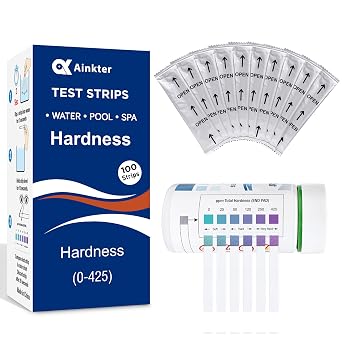 Water Hardness Test Kits - Hard Water Test Kits for Drinking Water Well Hot Tub Spa Swimming Pool Dishwasher Water Softener - Quick & Accurate Water Hardness Test Strips for Calcium, Magnesium