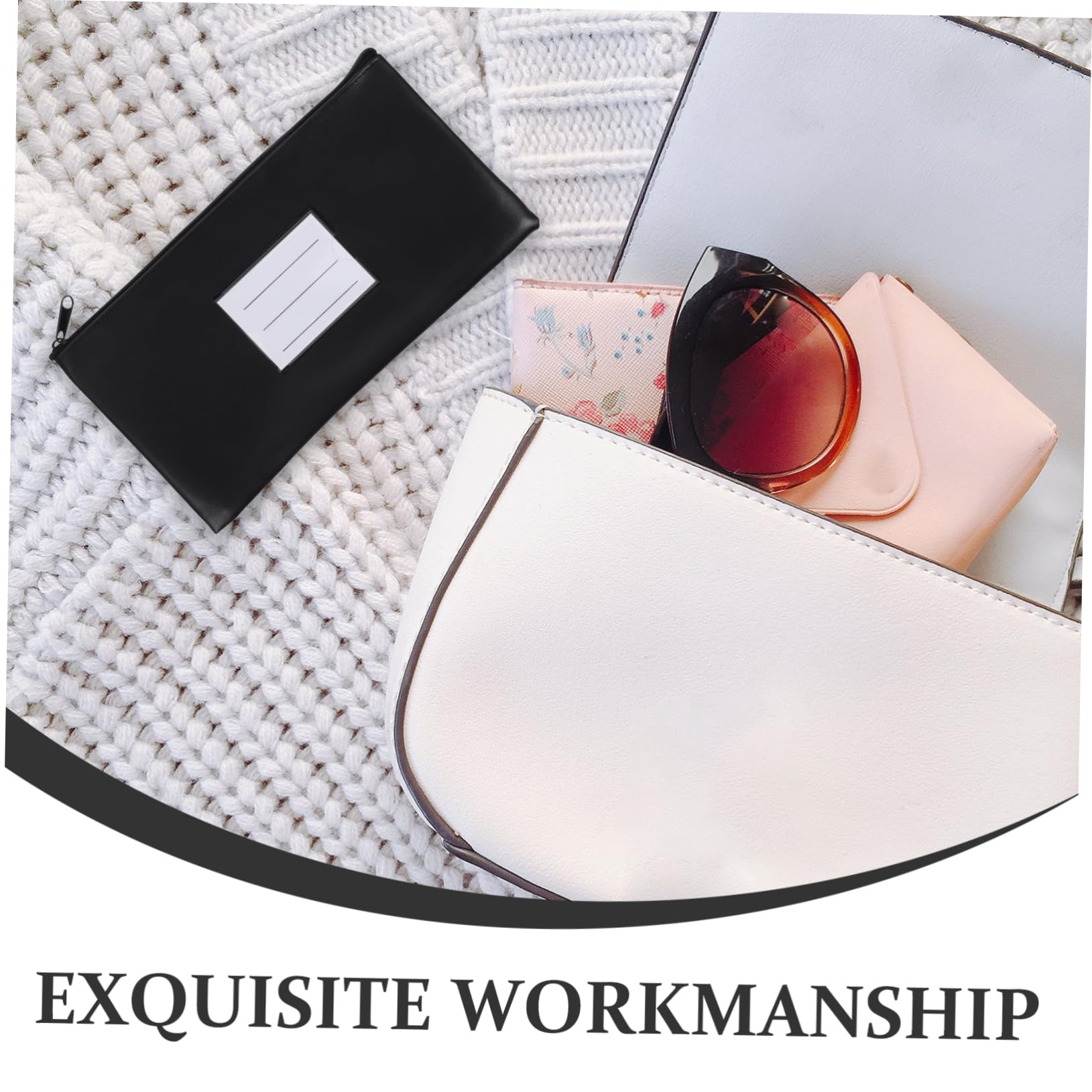 Happyyami Geldtaschen Banktasche A5 mit Reißverschluss Pu Material 6 Stück für Bank und Reise Sichere Aufbewahrung für Bargeld und Belege