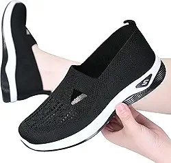 Tenis Ortopedico Feminino - Tênis Flexíveis Ortopédicos Femininos, Sapatos Casuais - Sapatos Malha Respirável Sapatos Ortopédicos, Confortáveis e Fácil Calçar
