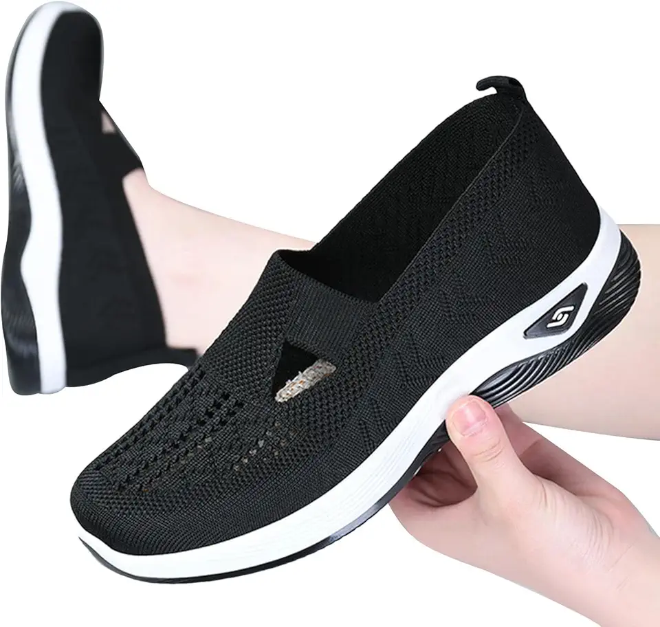 Tenis Ortopedico Feminino - Tênis Flexíveis Ortopédicos Femininos, Sapatos Casuais - Sapatos Malha Respirável Sapatos Ortopédicos, Confortáveis e Fácil Calçar