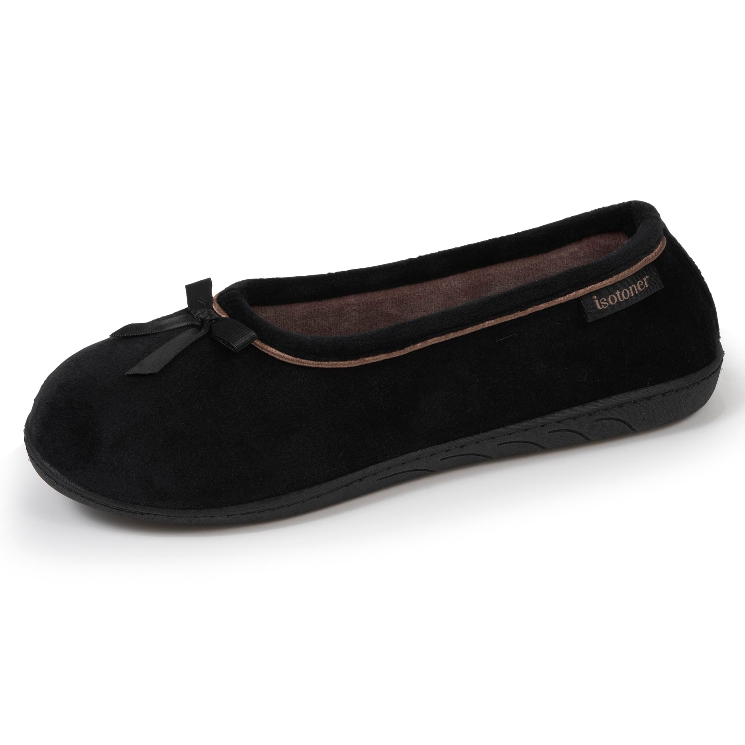 Isotoner Chaussons femme Ballerines - Semelle mémoire de forme, noir, 38 EU