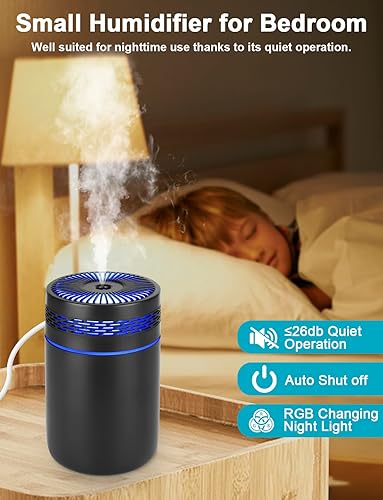 Miniatura 4 de Humidifier LtYioe - Humidificadores pequeños para dormitorio, humidificadores portátiles de niebla fría para el hogar del bebé con luz cambiante