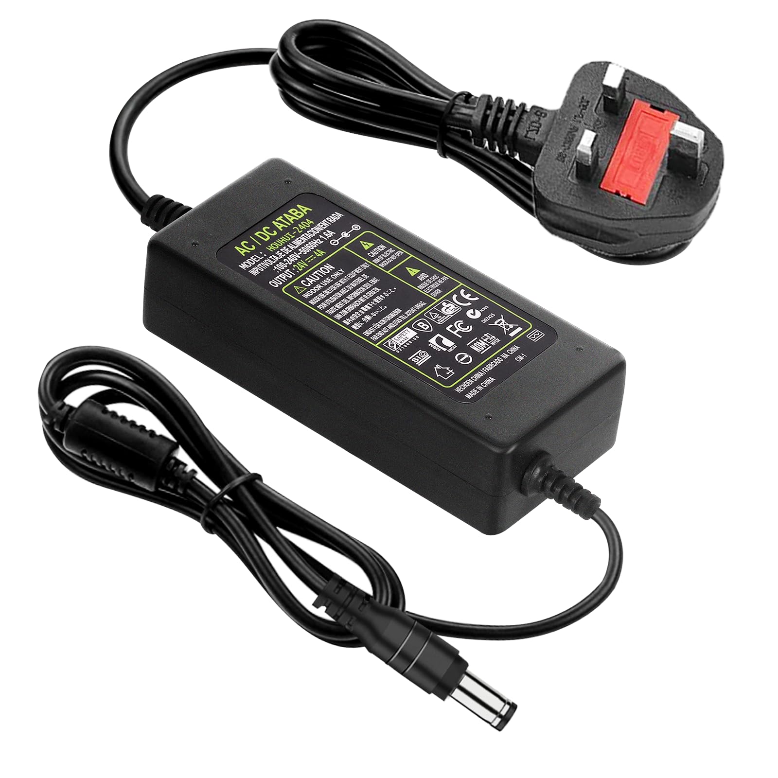 HOUHUI 24 V4A Power Supply Adapter, AC 100-240V~50/60Hz to DC 24 Volt 4 ...