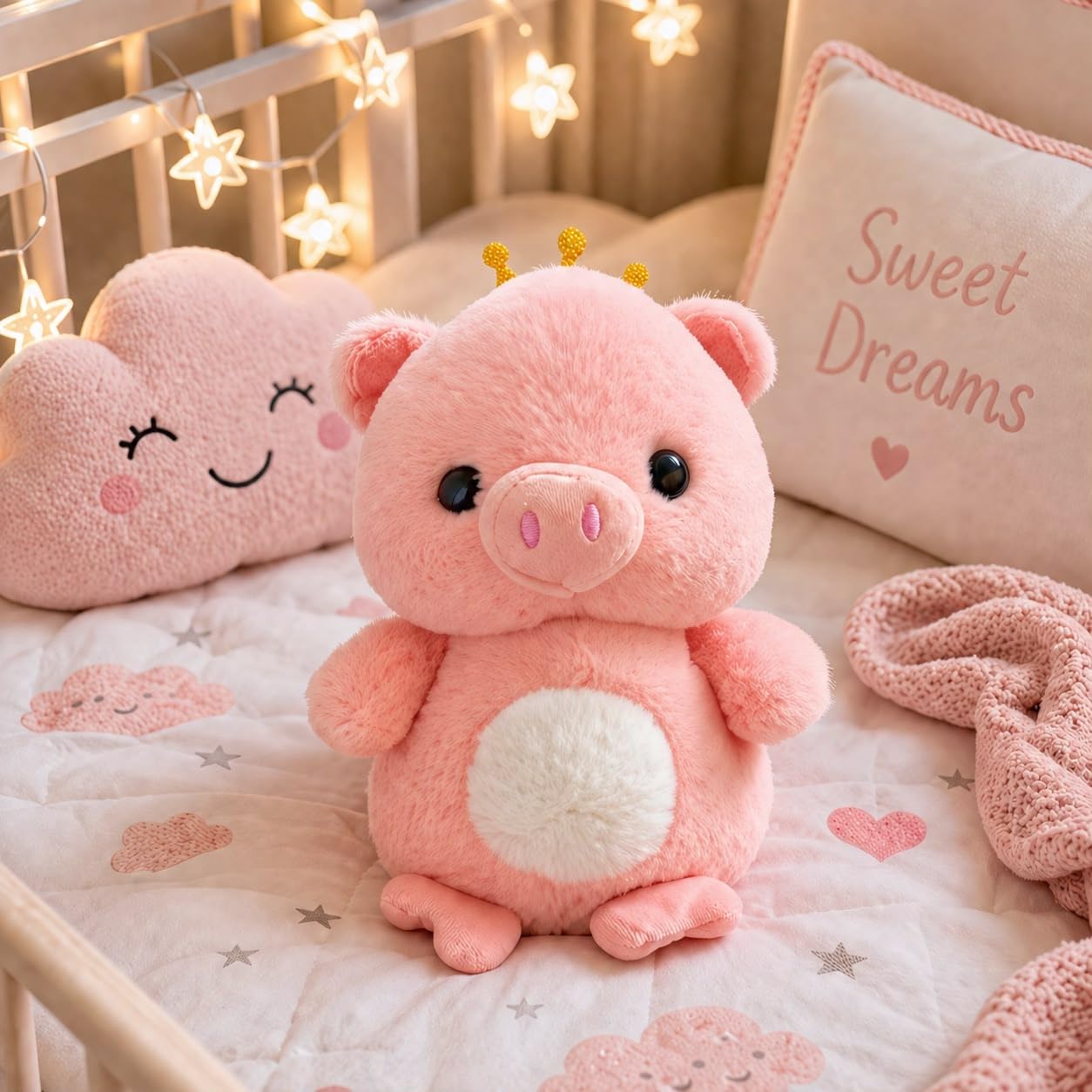 SCOOBA Cute Little Crown Pig Soft Toys for Kids Babies 25cm(Little Crown Plush Pig)-image-25