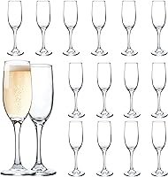 UMEIED 16pc Champagne Flutes Set - 6oz Classic Clear Stemmed Glasses, Dishwasher Safe for Weddings, Toasts, Parties