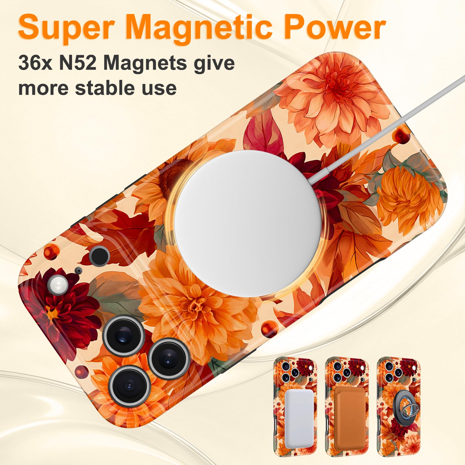 ZIYE Custodia per iPhone 17 Pro Max con motivo girasoli e piante