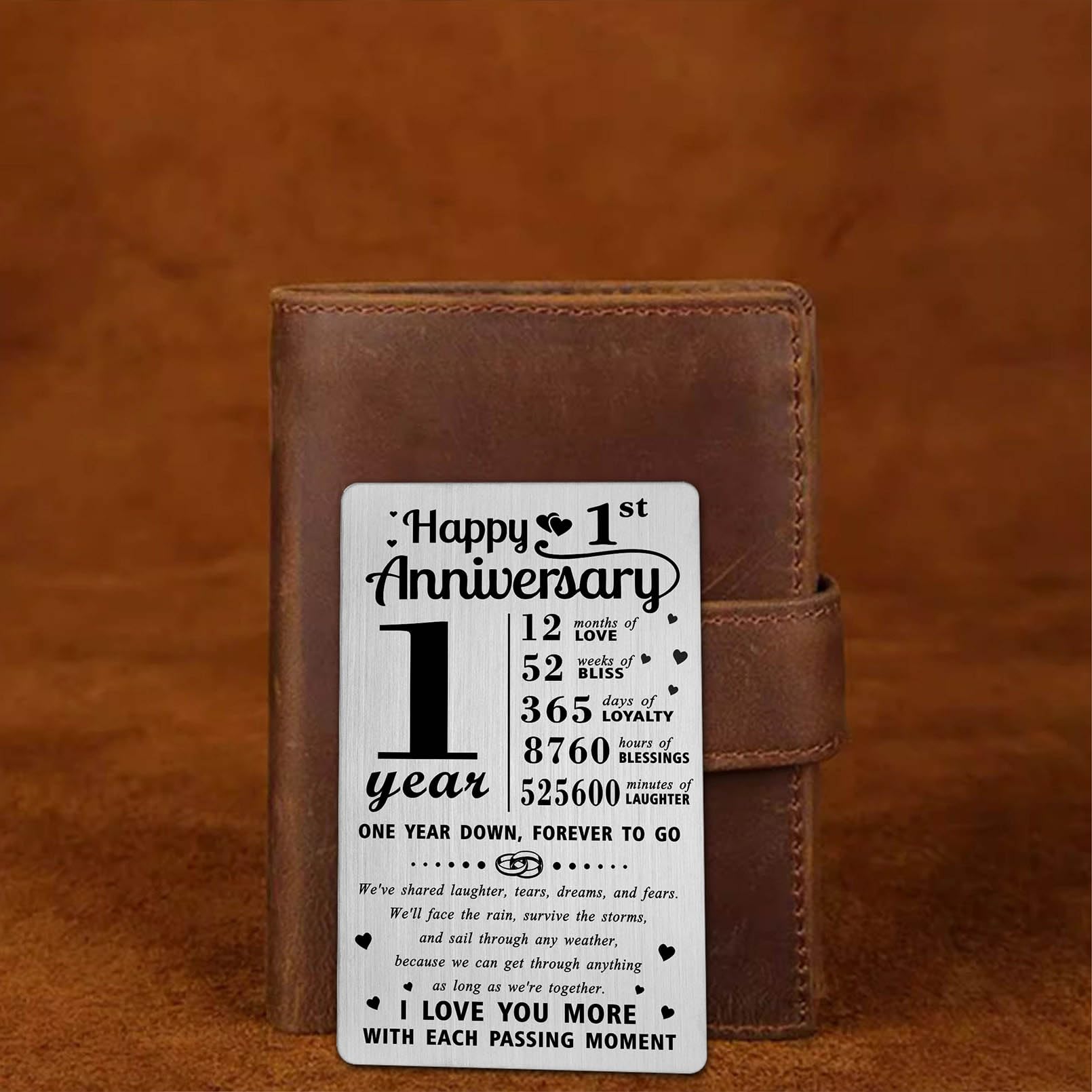 Richesele 1st Anniversary Card, Happy 1 Year Wedding Anniversary Wallet Card - Image 4