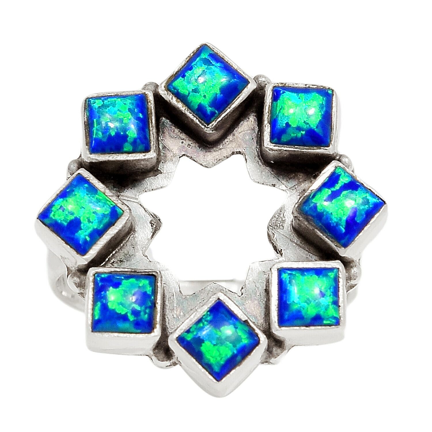 XtremegemsLab Created Fire Opal 925 Sterling Silver Ring Jewelry s.8.5 ALLR-22104