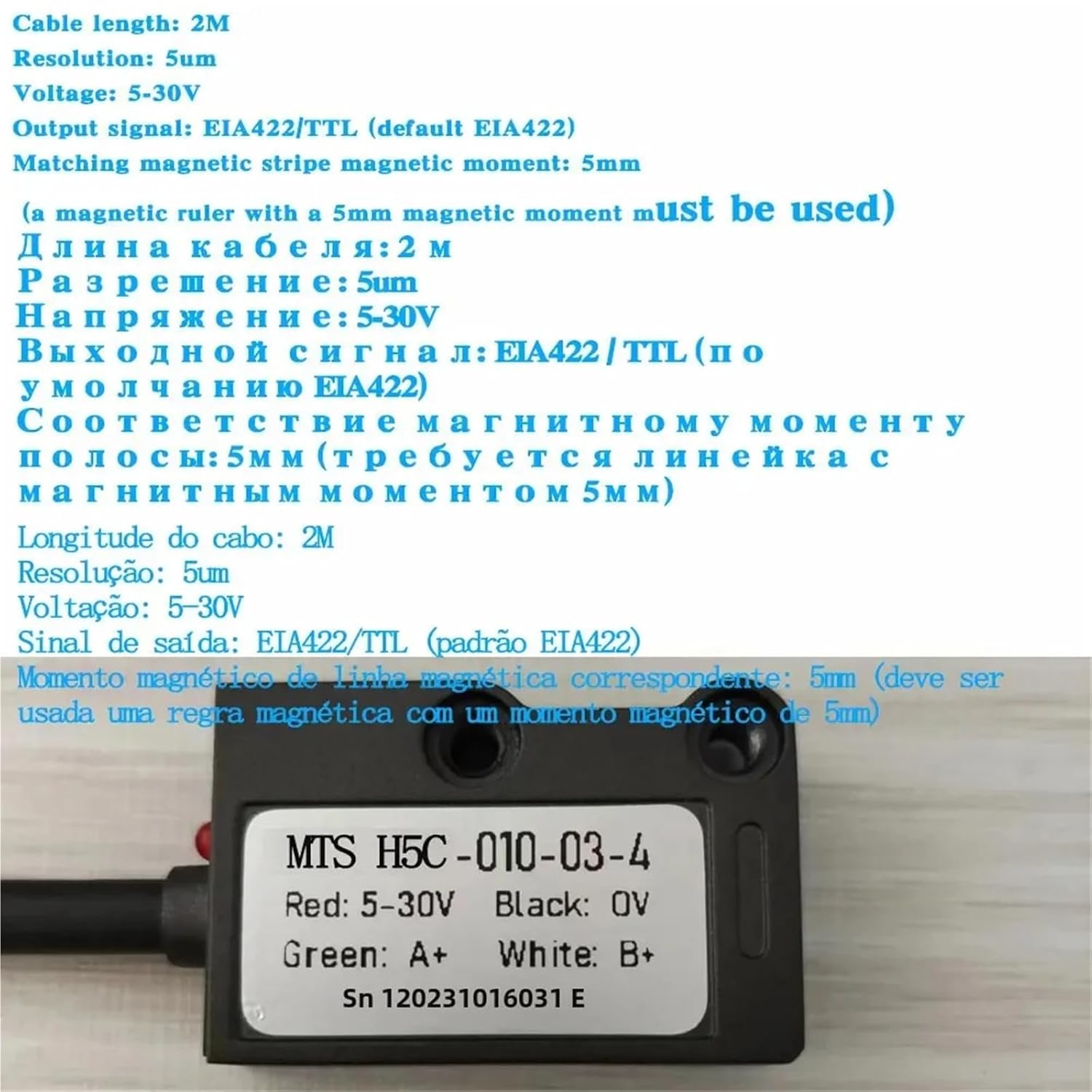 Magnetic Scale MTS H100C Series Magnetic Grating Encoder Linear Scale Electronic Ruler Non-Contact Measurement System(MTSH5C-5um)