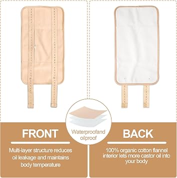 Castor Oil Pack - Reusable Wrap Adjustable Pack Wrap Kit for Liver, Aid Sleep, Auxiliary Liver and Abdominal Muscles to Improve Circulation Digestion (Castor Oi l Not Included) (1 Pack)