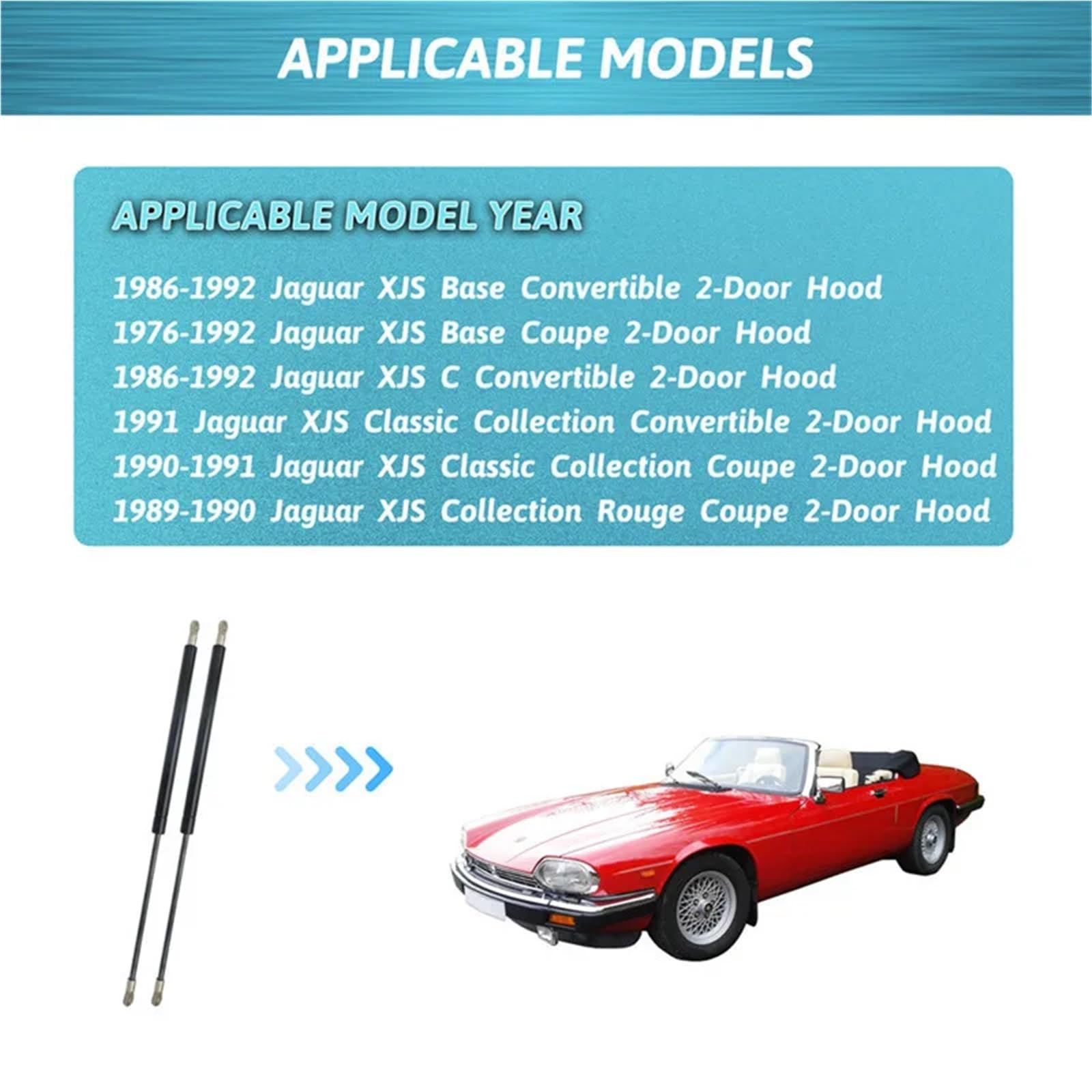 Sprężyna gazowa bagażnika 2 szt. pasujące do Jaguar XJS 1986-1991 przód samochodu maska podnośnik maski siłowniki gazowe amortyzatory Hydrauliczna sprężyna gazowa