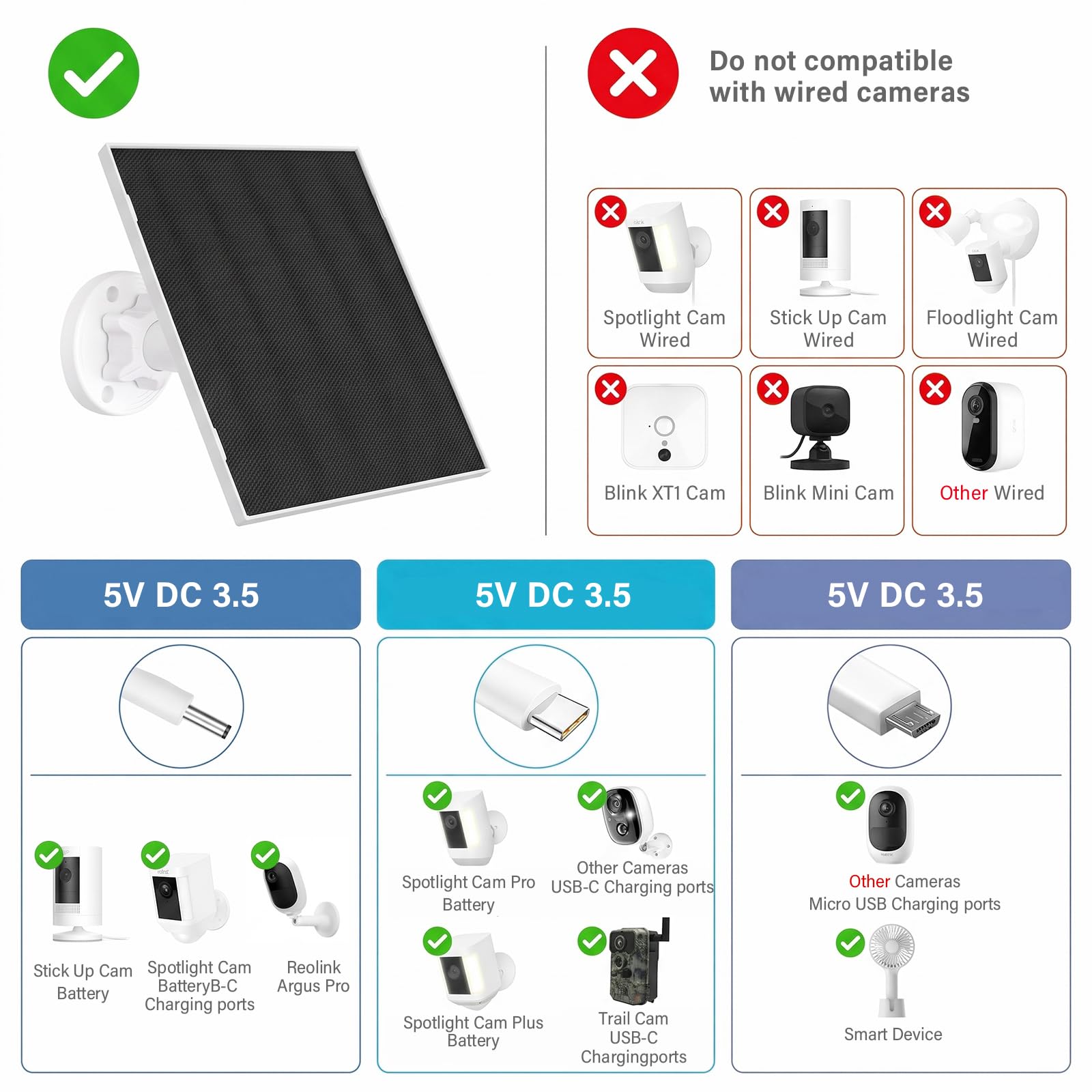 Lot de 2 panneaux solaires 5 W/5 V avec batterie intégrée de 8000 mAh