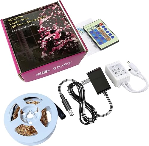 Miniatura 9 de RUICHEN Cadena de luces LED de 33 pies, 100 cables de cobre regulables con control remoto (naranja)