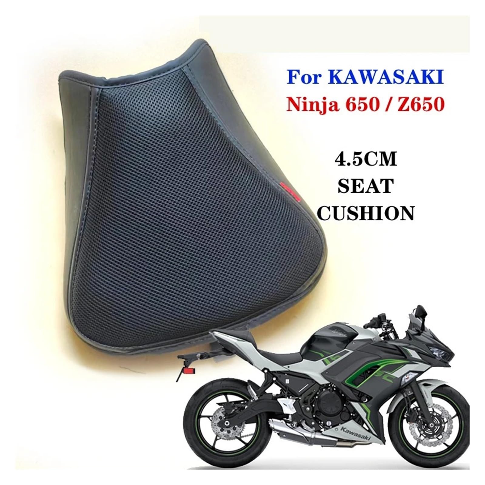 Für NI&nja 650 Z650 (2017-2023) Sitzerhöhung, komfortabler Schwamm, atmungsaktives Mesh, Sitzbezug für Lange Fahrten Motorradsitzbezugs
