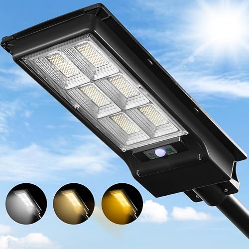 Luz solar de calle de 1200 W, 120000 lúmenes, luces solares LED para exteriores, impermeable, para jardín, 3CCT, 3000 K, 4500 K, 6000 K, iluminación