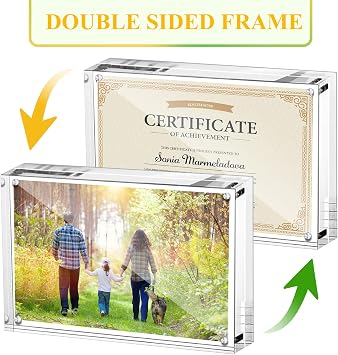 Boxalls 5x7 Inches Acrylic Picture Frame, Double Sided Clear Frameless Photo Frames with Magnetic Desktop Transparent