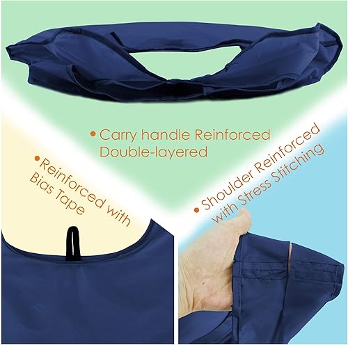 Vista 53 de BeeGreen Bolsas para comestibles, lavables a máquina, paquete de 12 bolsas extragrandes reutilizables, resistentes, plegables con banda Moss Marrs