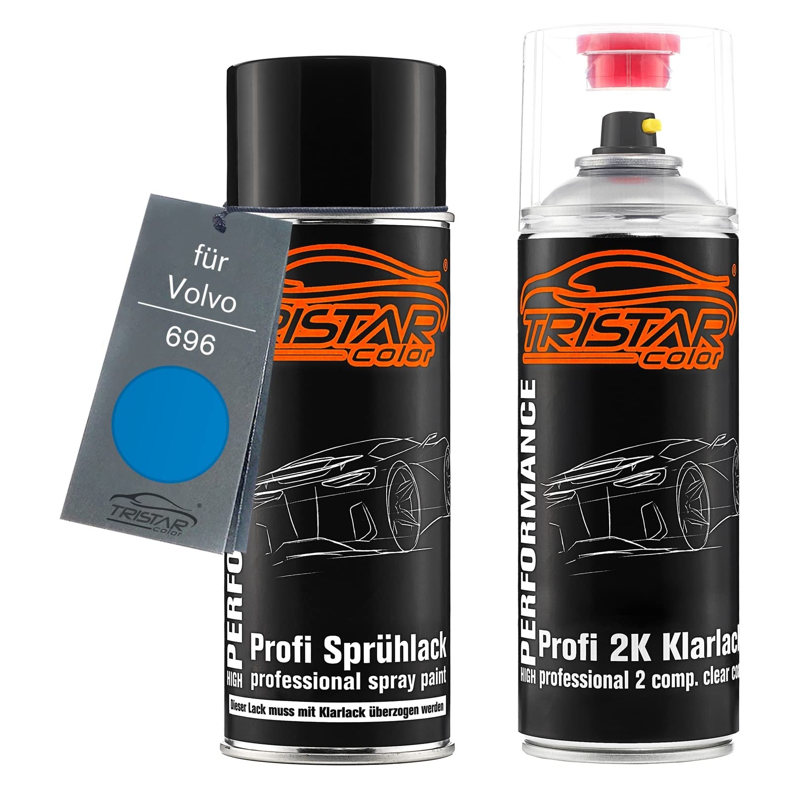 TRISTARcolor Peinture Voiture Kit Bombes De Peinture 2K Pour Volvo 696 Polizeiblau Peinture De Base 2 Composants Vernis Clair Aérosol