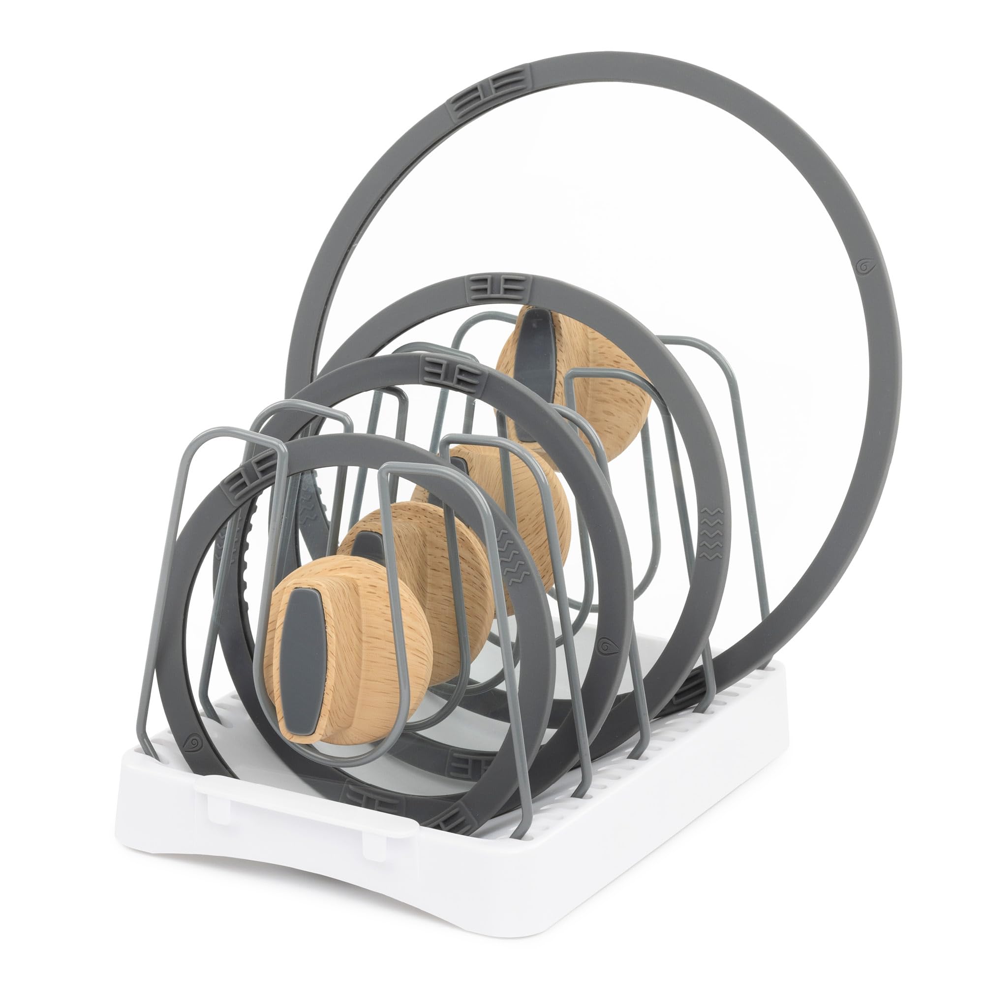 FiNeWaY Cupboard Pan Organiser - Adjustable Pan Lid Holder with Soft Non-Slip Feet - Pan Lid Organiser for Kitchen Storage & Organisation - Ideal for Saucepan Lids, Cupboard and Pantry Storage