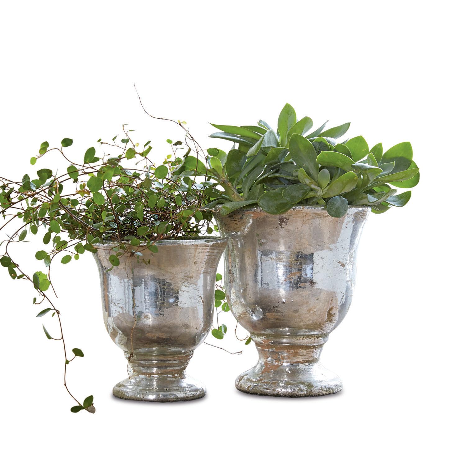 Loberon Übertopf Set Banon, antiksilber | Blumentopf Aus Terrakotta - Ideal Für Zimmerpflanzen & Kräuter - Ideal Für Balkon & Wohnzimmer
