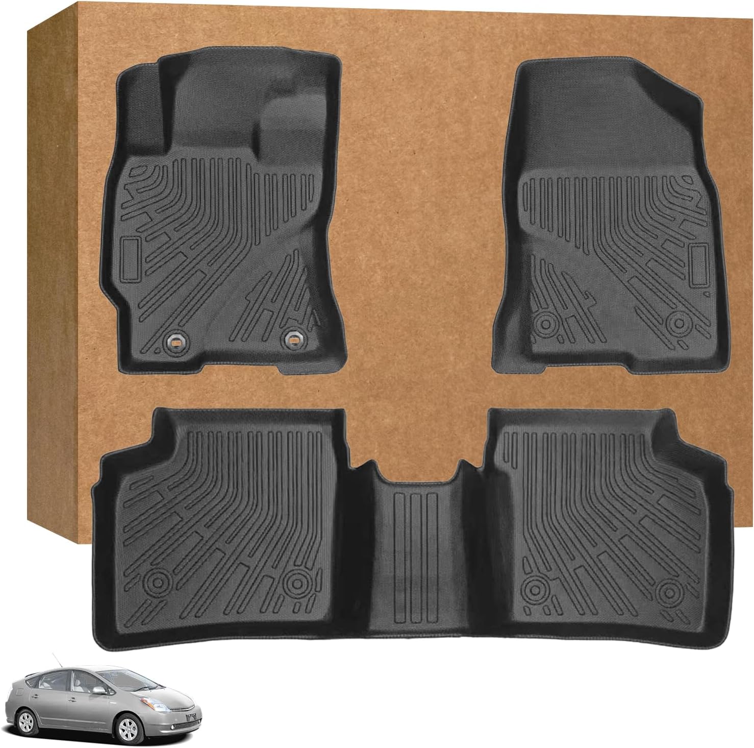 Floor Mats for Toyota Prius 2004 2005 2006 2007-2009, Custom Fit Prius c & Prius v Floor Mat, 2008 Prius Floor Mats TPE Non-Slip Waterproof, Mats Accessories 2nd Gen Prius