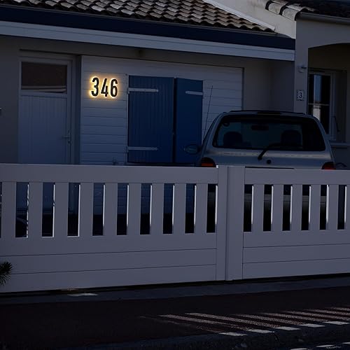 Vista 26 de ROCEEI Número de casa LED retroiluminado de 8 pulgadas 0-9 para direcciones grandes exteriores, número iluminado, impermeable, acero inoxidable